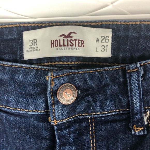 Hollister Dark Wash Skinny Crop Raw Hem Jeans - Picture 3 of 3